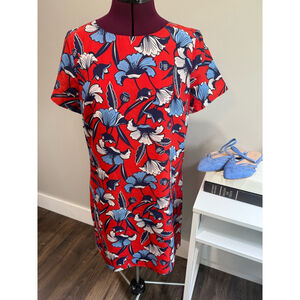 J. Crew Red White Blue Floral Dress Size 6